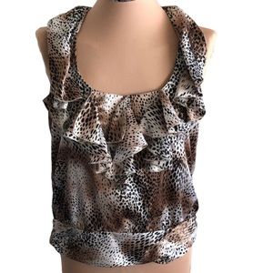 Rampage Ruffle top open back tiger print Sz. L